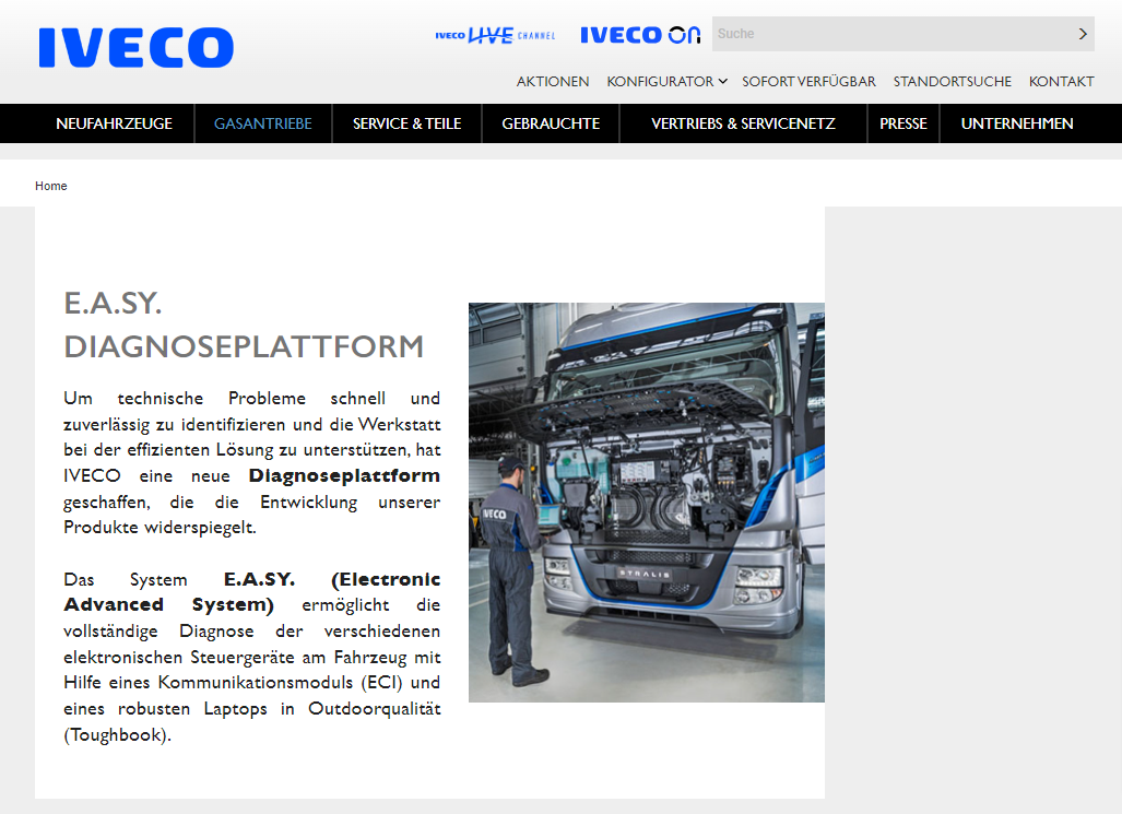 Iveco EASY&nbsp;DIAGNOSEPLATTFORM Screenshot
